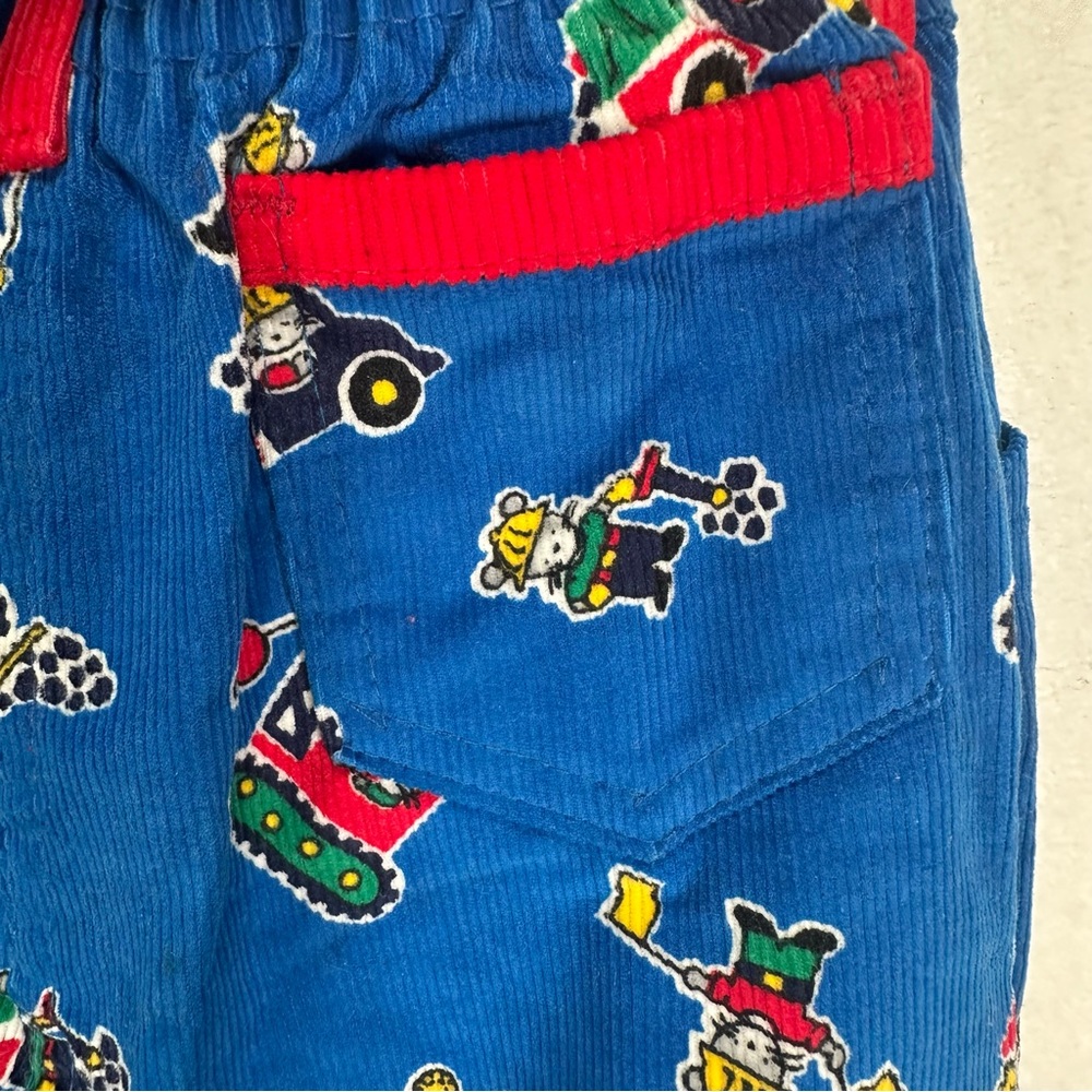 Vintage OshKosh B'gosh Blue Construction Print Corduroy Pants USA 24 Months - Picture 9 of 9